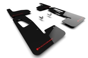 Rivian R1T Mud Flaps - Rally Armor - UR Red Logo - Black - `22-`25 Rivian R1T Mud Flaps - Rally Armor - UR Red Logo - Black - `22-`25